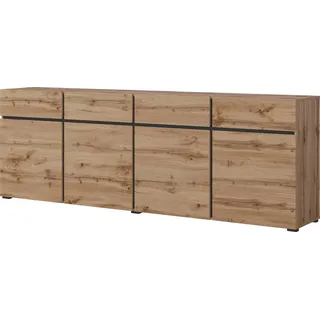 INOSIGN Sideboard »Cross,Breite 225 cm, moderne grifflose Kommode,4 Türen/4 Schubkästen«, Schubladenschrank mit viel Stauraum, Einlegeböden verstellbar, braun