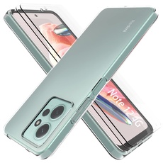 SMYTU Hülle für Xiaomi Redmi Note 12 4G Klar mit 2 Schutzfolie,Handyhülle für Xiaomi Redmi Note 12 4G Schutzhülle Slim Stoßfest Clear Bumper Case Cover - Transparent