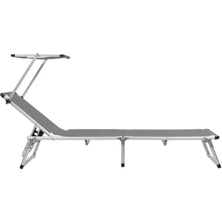 vidaXL Klappliege mit Sonnenschutz Aluminium und Textiline Grau - Grau