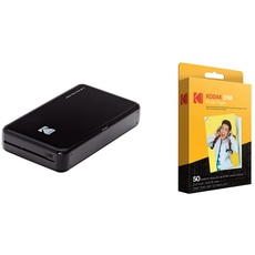 Kodak Mini 2 HD Wireless Mobile Instant Fotodrucker w / 4 Pass patentierte Drucktechnologie (Schwarz) - Echte Tinte in Einem Instant & Zink Photo Paper, 50 x 76 mm, Sofortbildfilm, 50 Stück