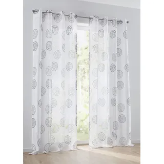 Kutti Vorhang »Bella«, (1 St.), Gardine, halbtransparent, Ausbrenner, bedruckt, Baumwolle-Polyester Kutti weiß/grau 225 cm