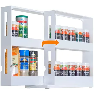 UHAPEER Gewürzregal, drehbar, Kunststoff, ausziehbar, für Küche, Badezimmer, Theke