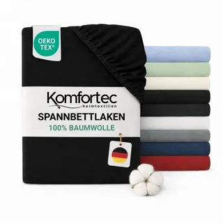 Komfortec Spannbettlaken Jersey 200 x 200 cm schwarz