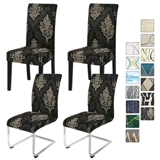 Alishomtll Stretch Stuhlbezug 4er Set Stuhlhussen Schwingstuhl Elastische Stuhlhussen Abnehmbarer Waschbarer Esszimmerstühle Bezüge für Restaurant Hotel Bankett (Braun, 4 Stück)