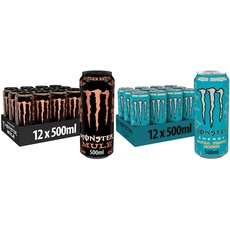 Monster Energy Mule, 12x500 ml, Einweg-Dose, im Trend-Flavor Ingwer und mit Zero Zucker & Ultra Fiesta, 12x500 ml, Einweg-Dose, Zero Zucker und Zero Kalorien