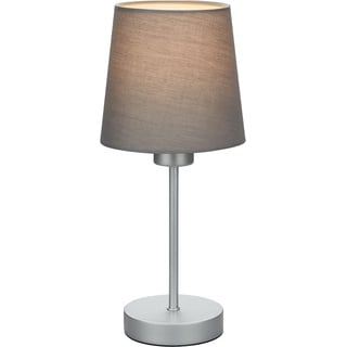 BRILONER - Nachttischlampe mit Kabelschalter, Lampenschirm aus Stoff, E14 Fassung max. 25 Watt, Tischlampe, Lampe, Schreibtischlampe, Tischleuchte, Bürolampe, Leselampe Bett, 10x31,4 cm, Grau-Silber