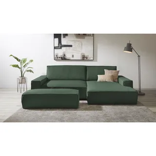 OTTO home Eckcouch Cord 2-Sitzer Dunkelgrün