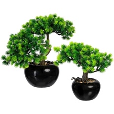Bild Kunstbonsai »Bonsai Lärche«, im Keramiktopf, 2er Set, grün