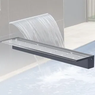 LONGRUNNEW Teich Wasserfallklingen Set, 90 cm Acryl Poolfontäne mit Zubehör, Breite 20 cm Auslauf Wasserspiel Wasserfallkaskade für Garten Patio Teichdekoration