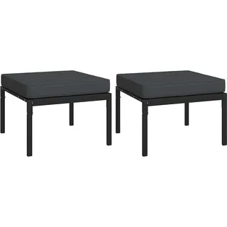 vidaXL Gartenhocker mit Grauen Kissen 2 Stk. 60x60x35 cm Stahl - Schwarz, Grau