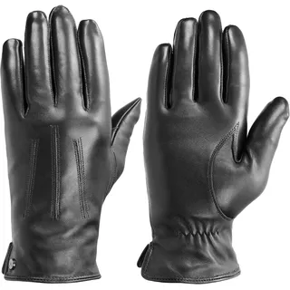 Lederhandschuhe PEARLWOOD "GRAY", Herren, Gr. 10, schwarz, Lammleder, unifarben, Handschuhe Lederhandschuhe, Weiches Innenfutter mit Wollanteil, dekorative Ziernähte