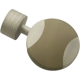 GARDINIA Disc 2 x Endstück, Metall, Silber/Cappuccino, für Ø 19 mm