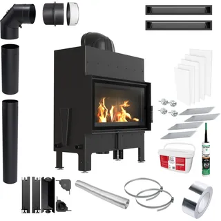 KRATKI FLOKI L 12 kW Kaminofen Ø 200 mm EKO Schwarz Set für Einbau