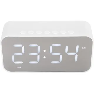 Lautsprecher, Stereo-Sound, Geräuschunterdrückung, Temperaturanzeige, Sprachübertragung, UKW-Radio, Spiegel, Wecker (White)