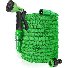 HGLCM expandierendes Garten-Wasserschlauch-Rohr mit 8-Funktions-Spritzpistole 3-mal erweiterbarer flexibler magischer Schlauch Anti-Leckage Leichte einfache Lagerung(Grün,30m)