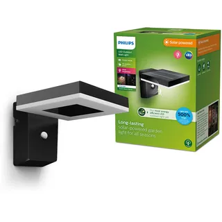 Philips Outdoor Ultra-Efficient Solar Zonal Wandleuchte 1.3W, eckig schwarz