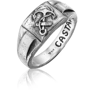 Siegelring HAZE & GLORY "Ring Castaway Anker Maritim 925 Silber" Gr. 64, schwarz, Fingerringe, Herren, 64, ohne Stein, Silber 925 (Sterlingsilber), 11mm, Siegelring
