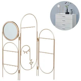 Avilia Schmuckkästchen mit Spiegel für Schlafzimmer – Organizer Schmuck und Accessoires mit Spiegel, Kupfer, 39 x 1 x 40,5 cm, Gold