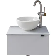 Saphir Waschtisch »Serie 6915 Waschschale mit Unterschrank für Gästebad, Gäste WC«, 51 cm breit, 1 Tür, Waschtischplatte, kleine Bäder, ohne Armatur, weiß