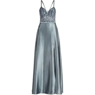 Abendkleid VERA MONT "Abendkleid mit Stickerei", Damen, Gr. 42, EURO, grau (platinum grau), 95% Polyester PES. 5% Elasthan EL., Kleider Abendkleid