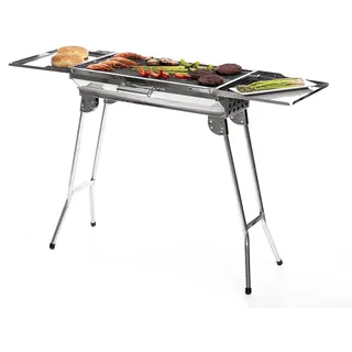 InnovaGoods Zusammenklappbarer Holzkohlegrill silber