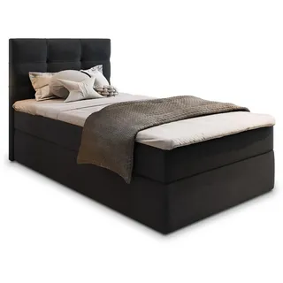 masseno Boxspringbett Glos 80 80x200 cm mit Matratze und Topper, Polsterbett mit Bettkästen Schwarz COSMIC 100 - Schwarz