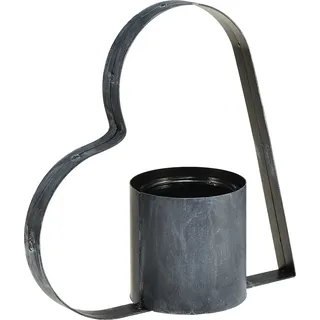 Antik-graue Herz Metallhalterung mit Glasbehälter 30 cm – Deko für romantische Atmosphäre 2St Kerzenhalter Hochzeit - Grau, Schwarz