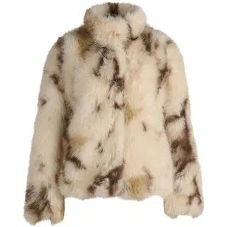 Plüschjacke ZERO "Plüschjacke", Damen, Gr. 34, beige (cream, braun), Obermaterial: 100% Polyester Pol. recyc.., Jacken Plüschjacke
