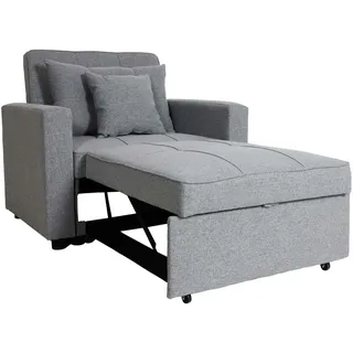 Mendler Schlafsessel HWC-L90, Klappsessel Schlafsofa Gästebett Relaxsessel, Liegefläche 197x103cm Stoff/Textil ~ hellgrau
