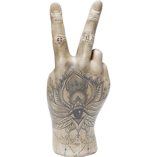 Kare Design Deko Hand Victory Tattoo Eye, Beige/Grau, Deko Objekt, handgefertigt, 36x22x12 cm (H/B/T)