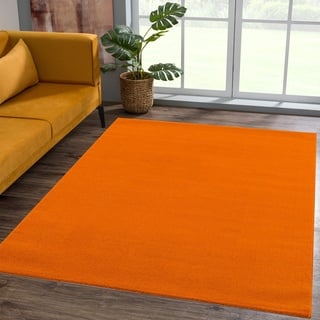 SANAT Kurzflor Teppich Wohnzimmer - Uni Modern Teppiche fürs Schlafzimmer, Arbeitszimmer, Büro, Flur, Kinderzimmer und Küche - Orange, 140 x 200 cm