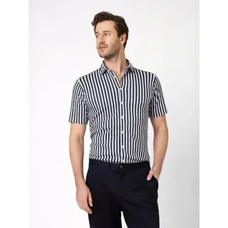 Kurzarmhemd DESOTO "Casual Kent 1/2", Herren, Gr. XXL, N-Gr, dunkelblau stripes, Jersey, Obermaterial: 100% Baumwolle, slim fit normal, Hemden Kurzarmhemd, Jerseyhemd, slim fit, Kentkragen, bügelfrei