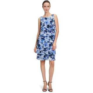 Vera Mont Damen Cocktailkleid mit Volant 40, Dunkelblau/Blau