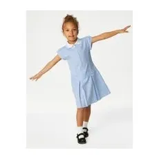 Girls M&S Collection Girls' Gingham Pleated School Dress (2-14 Yrs) - Light Blue, Light Blue - 2-3 Y