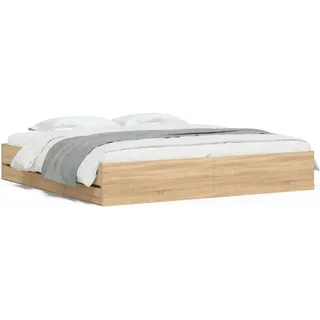 vidaXL Bettgestell mit Schubladen Sonoma-Eiche 200x200cm Holzwerkstoff - Braun