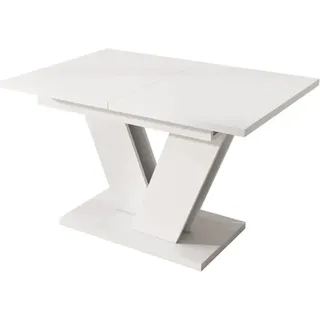 okwish Esstisch Rechteckig/Ausziehbar/V-Förmige Beine für 4-6 Personen 120/160 x 80 cm Weiß