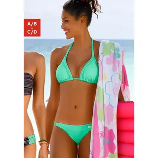 Triangel-Bikini BUFFALO, Damen, Gr. 36, Cup C/D, grün (mint), Polyamid, Flechtoptik, Bikini-Sets Triangel-Bikini, mit geflochtenen Details