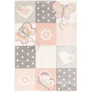 Pergamon Kinder Teppich Maui Kids Karo Herzen , Rosa , Textil , 200x290 cm , Teppiche und Böden, Teppiche, Kinderteppiche