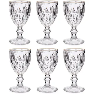 Vivalto Weinglaser - 6x - Kristalloptik - Goldrand - 254 ml - Transparent