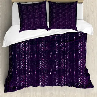 ABAKUHAUS Abstrakt Bettbezug, Lila getönte Punkte, Milbensicher Allergiker geeignet mit Kissenbezügen, 200 cm x 200 cm - 80 x 80 cm, Dark Purple Fuchsia - Lila