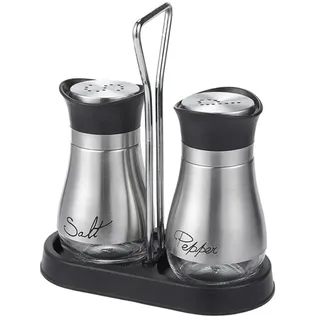 Salz und Pfefferstreuer Set, Salzstreuer Gewürzflaschen Klein aus Glas und Edelstahl, Gewürzstreuer Küchenzubehör, Gewürzflaschenbehälter Silber für Küche, Unterwegs, Wohnmobil, BBQ Nachzufüllen