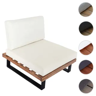 Lounge-Sessel HWC-H54, Garten-Sessel, Spun Poly Akazie Holz MVG-zertifiziert Aluminium ~ hellbraun,