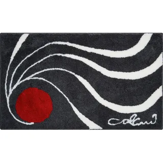 Grund Badteppich , Anthrazit , Textil , Wellen , rechteckig , 60x100 cm , Oeko-Tex® Standard 100, Made in Europe , rutschfest , Heimtextilien, Badtextilien, Badematten