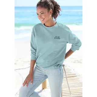 Sweatshirt ELBSAND "Carisa", Damen, Gr. S (36), aquamarine, Sweatware, Obermaterial: 95% Baumwolle, 5% Elasthan, unifarben, figurumspielend hüftlang, Rundhals, Sweatshirts Sweatshirt, mit verstellbarem Gummizug am Saum, lockere Passform, casual-sportlich, Topseller
