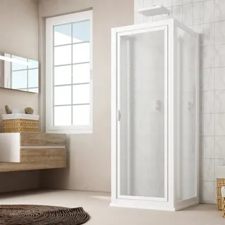 WEISS ACRYL AUSDEHNBARE 3-SEITIGE DUSCHKABINE 90X70X90 CM H 185 MOD. SIGMA TRIO