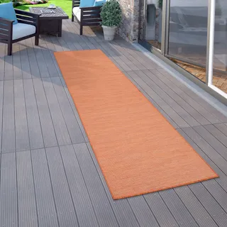 In- & Outdoor-Teppich Für Wohnzimmer, Balkon, Terrasse, Flachgewebe Terracotta Grösse 60x100 cm - Orange