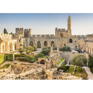 BELECO 2.1x1.5m Stoff Die Altstadt von Jerusalem, Hintergrund, Israel, Turm von David, Hintergrund, Davidturm, antike Ruinen, historische Stätten, Hintergrundbild, Raumdekor, Foto-Requisiten