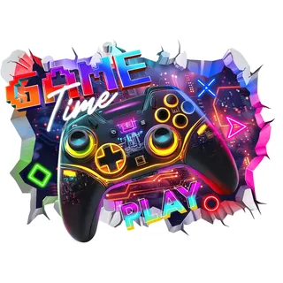 FUFUQUARE Wandtattoo 3D Controller Gaming Zimmer Neon-Optik Wandaufkleber Junge Gamer Durchbruch Videospiel Wandsticker Wanddeko für Kinderzimmer Jungen Schlafzimmer Spielzimmer