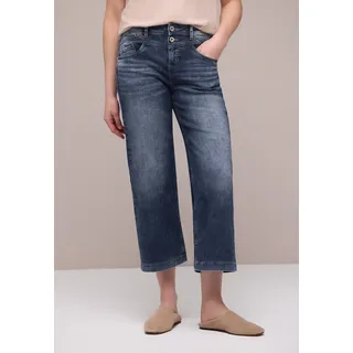 7/8-Jeans STREET ONE "Style Emee", Damen, Gr. 31, Länge 26, blau (dunkelblau wash), Denim/Jeans, Obermaterial: 78% Baumwolle, 21% Polyester, 1% Elasthan, unifarben, loose fit 7/8-Länge, Jeans 7/8-Jeans, im Loose Fit und mit hohem Bund und Stretch