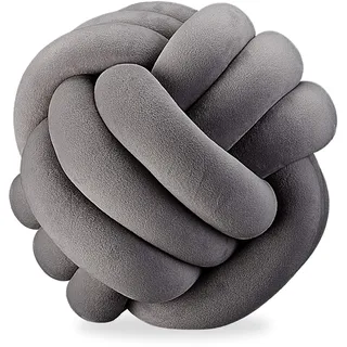 Relaxdays Knotenkissen Ø 25 cm Dunkelgrau